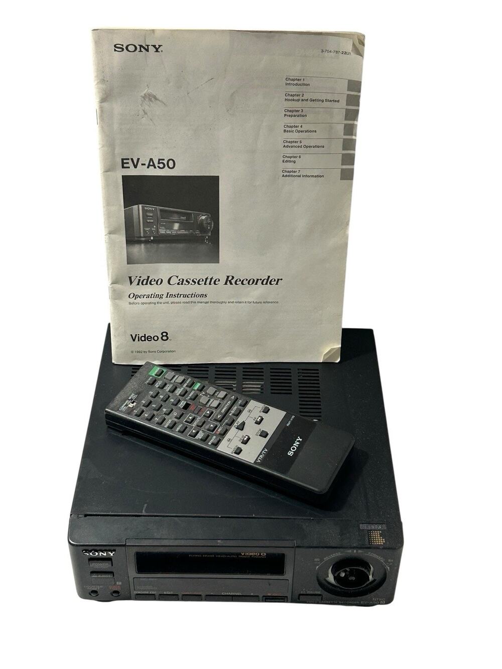 Sony EV-A50 Video8 8mm VCR Video Cassette Recorder PARTS ONLY w/Manual +Remote